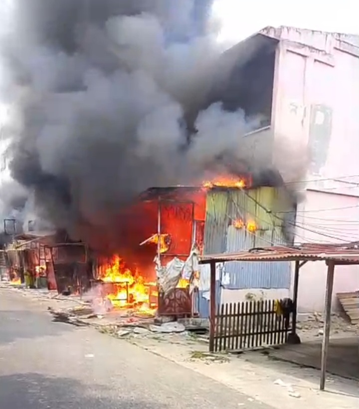 Kebakaran di Kisaran//Foto: Tangkapan Layar.